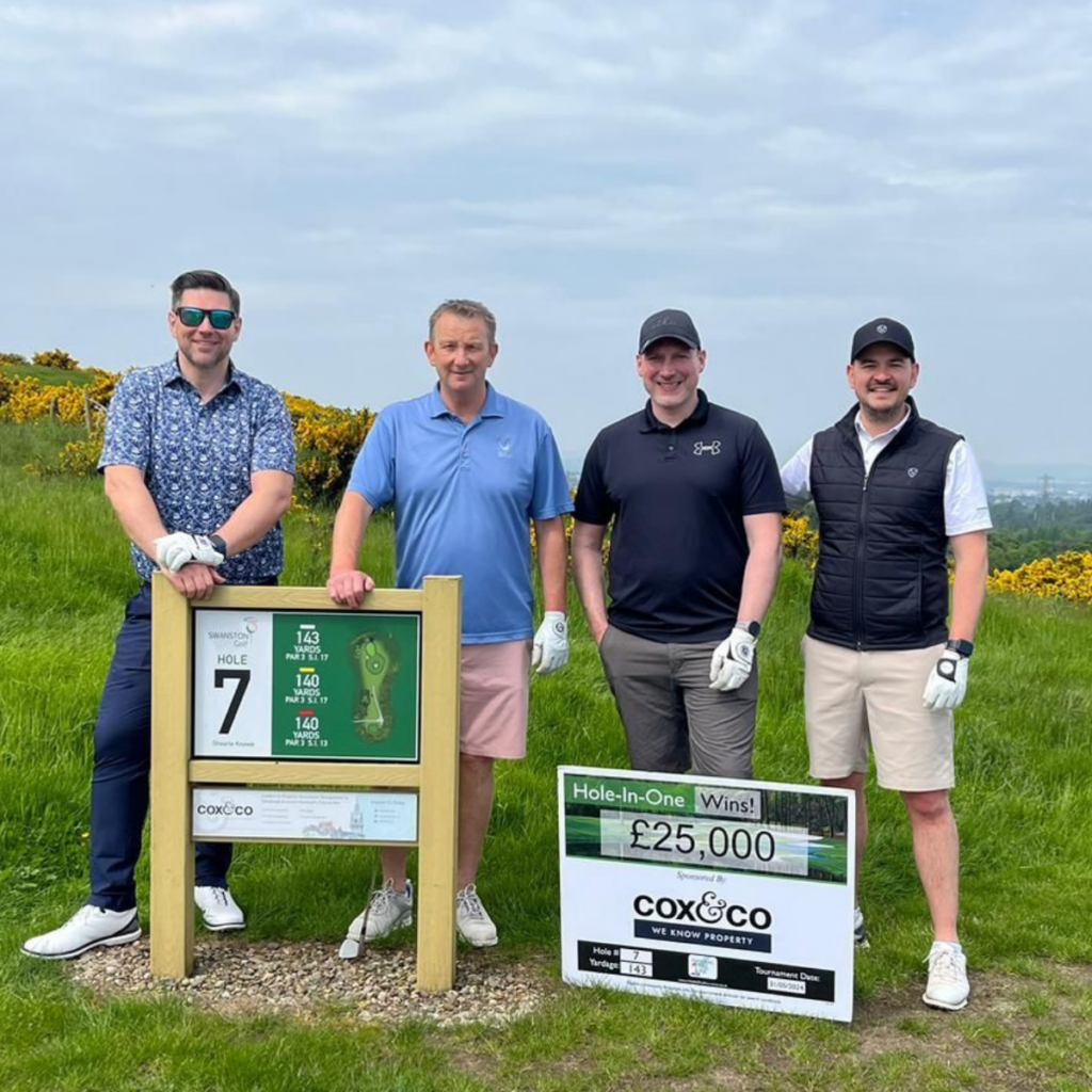 Corporate team members at a golf fundraising event for The Yard.