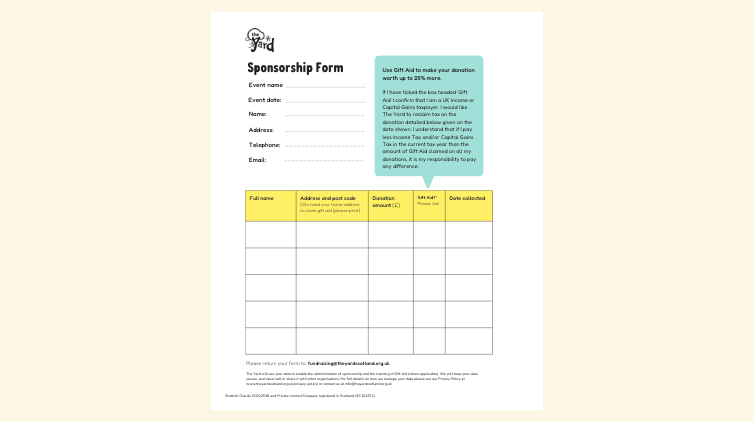 A downloadable sponsorship form