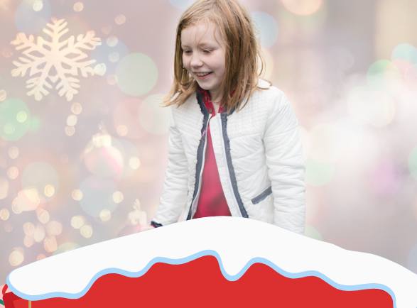 Young girl smiling with festive background